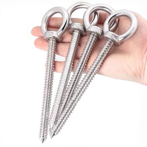 OHIYO 6.3 Inch Heavy Duty Eye Hooks M10 Self Tapping Eyelet Screw Load Capacity 1000 LBS Heavy Duty Screw in Eye Hooks for Hammock Stand, Swing Chair, Yoga, Heavy Indoor & Outdoor Uses (4Pack- M10)