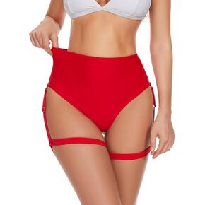 YgneeDom Women's Rave Bottoms : High Waisted Thong Bikini Bottoms with Removable Garter Sexy Hot Pants for Festival