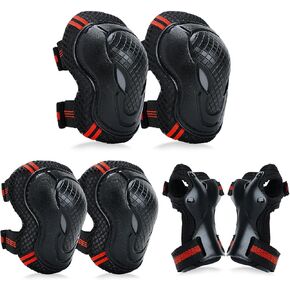 Adjustable Kids Knee Pads Elbow Pads Wrist Guards Set for 3-8 Years Child Protective Gear Set for Roller Skates,BMX,Bike,Cycling, Skateboard, Inline Skating, Scooter Riding Sports,Football