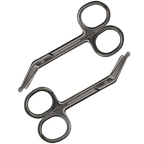 Zhehao 4 Pieces Ostomy Scissors Bandage Scissors Nursing Scissors Stainless Steel Scissors for Doctors, Nurses, Veterinary Home Nursing, 4.3 x 2.1 Inch, Curved (Black)
