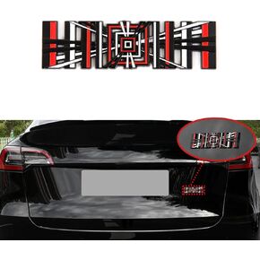 yhcdsea Model 3 Y Dual Motor Badge Emblem Sticker Plaid Decor Compatible for Tesla Model 3 Y X S Accessories (Matt Black-Red Line)