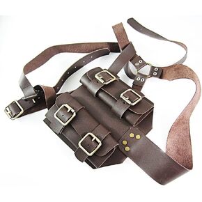 Medieval Double Sword Back Scabbard Adjustable PU Leather Back Double Strap Sword Sheath, Sword Back Harness Behind the Back Scabbard Sword Holder