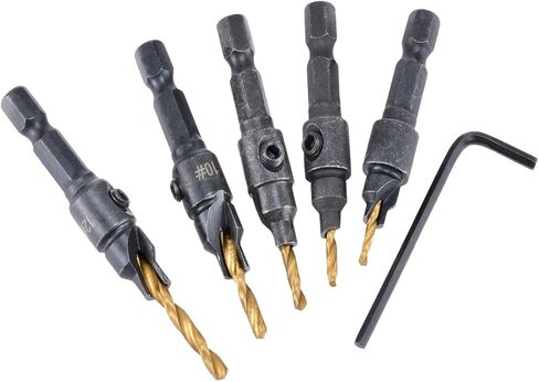 5PC Countersunk Drill Bit Set, Counter Sink Drill Bit for Wood,Hexagonal Shank Counterbore Drill,Suitable for Woodworking Keyhole,Solid Wood Processing and Furniture Processing in Saudi Arabia