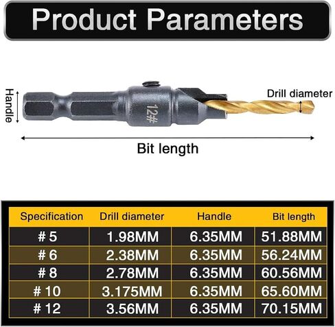 5PC Countersunk Drill Bit Set, Counter Sink Drill Bit for Wood,Hexagonal Shank Counterbore Drill,Suitable for Woodworking Keyhole,Solid Wood Processing and Furniture Processing in Saudi Arabia