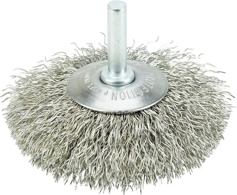 Weiler 17936 3" Stem-Mounted Concave Crimped Wire Wheel, 006" Stainless Steel Fill, 1/4" Stem, Made in The USA (Pack of 10) in Saudi Arabia