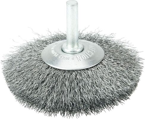 Weiler 17936 3" Stem-Mounted Concave Crimped Wire Wheel, 006" Stainless Steel Fill, 1/4" Stem, Made in The USA (Pack of 10) in Saudi Arabia