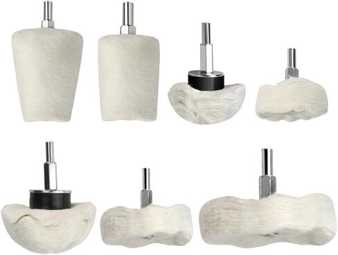 7 قطع من عجلة تلميع التلميع للمثقاب، وسادات عجلة تلميع كرة تلميع قطنية مع ساق 6 مم للألومنيوم المعدني والفولاذ المقاوم للصدأ والزجاج in Kuwait