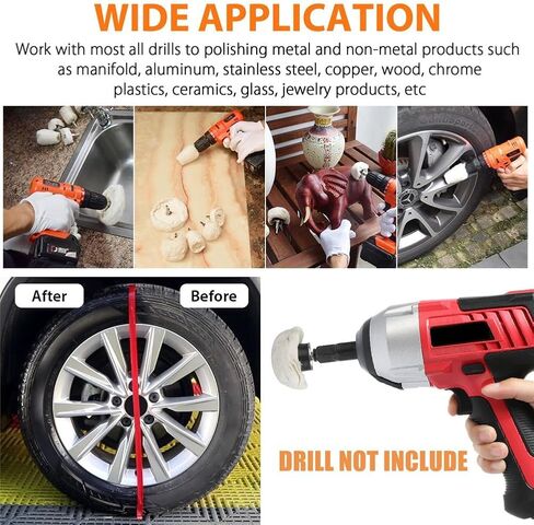 7 قطع من عجلة تلميع التلميع للمثقاب، وسادات عجلة تلميع كرة تلميع قطنية مع ساق 6 مم للألومنيوم المعدني والفولاذ المقاوم للصدأ والزجاج in Kuwait