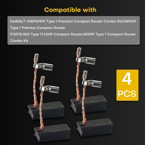 4 قطع من فرش الكربون A27343-4 لـ Dewalt DWP611 DWP611K، لـ Porter 450 450PK [أداء موثوق] [سهلة التركيب]، قطعة استبدال المحرك A27343 in Kuwait