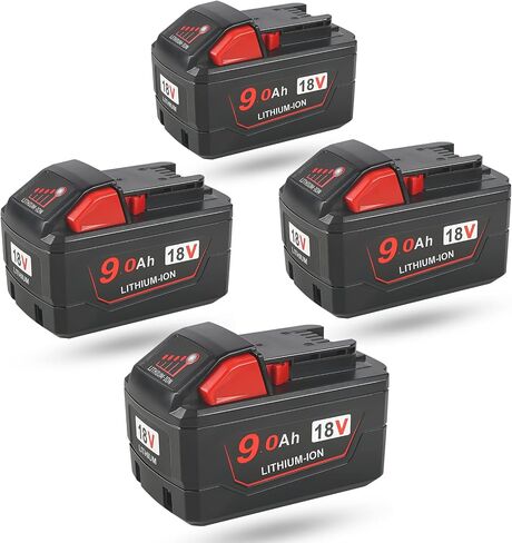 18V 9.0 Ah 48-11-1880 High Output Replacement Battery Compatible with Milwaukee M18 Batteries 48-11-1860 48-11-1850 48-11-1852 4 Pack 2024 New Version in Saudi Arabia