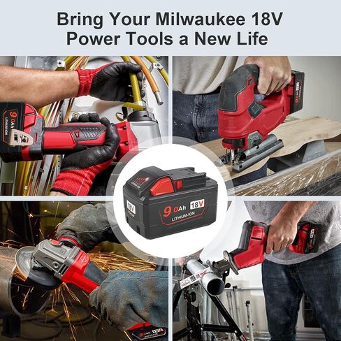 18V 9.0 Ah 48-11-1880 High Output Replacement Battery Compatible with Milwaukee M18 Batteries 48-11-1860 48-11-1850 48-11-1852 4 Pack 2024 New Version in Saudi Arabia