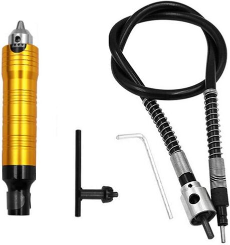 1/8'(3.175mm) Flex Shaft adapter Attachment, Flexible Drill Extension Cable Chuck for Dremel and Compatible Rotary Grinder Tool with Wrench (Gold-2) in Kuwait