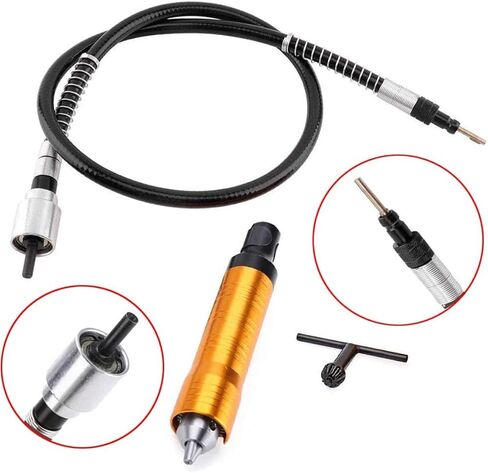 1/8'(3.175mm) Flex Shaft adapter Attachment, Flexible Drill Extension Cable Chuck for Dremel and Compatible Rotary Grinder Tool with Wrench (Gold-2) in Kuwait
