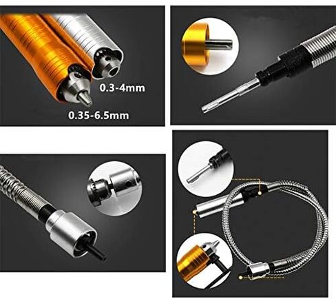 1/8'(3.175mm) Flex Shaft adapter Attachment, Flexible Drill Extension Cable Chuck for Dremel and Compatible Rotary Grinder Tool with Wrench (Gold-2) in Kuwait