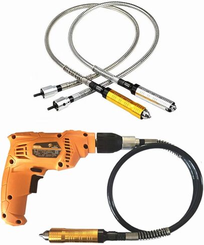 1/8'(3.175mm) Flex Shaft adapter Attachment, Flexible Drill Extension Cable Chuck for Dremel and Compatible Rotary Grinder Tool with Wrench (Gold-2) in Kuwait