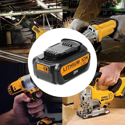 20V 6.5Ah Battery Replacement for Dewalt 20V Battery DCB206 DCB205 DCB204 DCB200 DCB201 DCB203 DCB205 DCB207 DCD/DCF/DCG Series Cordless Power Tools Battery TBDCB206 in Saudi Arabia