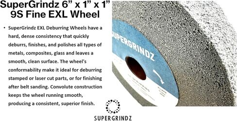 EXL Deburring Wheel - 6" x 1" x 1" 9S Fine Grit - Silicon Carbide - Metal Deburring, Finishing and Polishing Wheel - Convolute - (1 Pack) in Kuwait