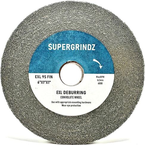 EXL Deburring Wheel - 6" x 1" x 1" 9S Fine Grit - Silicon Carbide - Metal Deburring, Finishing and Polishing Wheel - Convolute - (1 Pack) in Kuwait