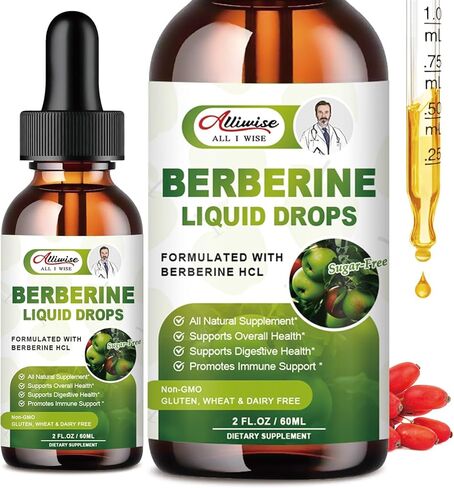 2 Pack Premium Berberine Supplement -1500mg Berberine Liquid Drops for Immune, Digestion System & Gastrointestinal Care - Pure Berberine with Ceylon Cinnamon,Milk Thistle,Artichoke - 4 Fl Oz in Kuwait