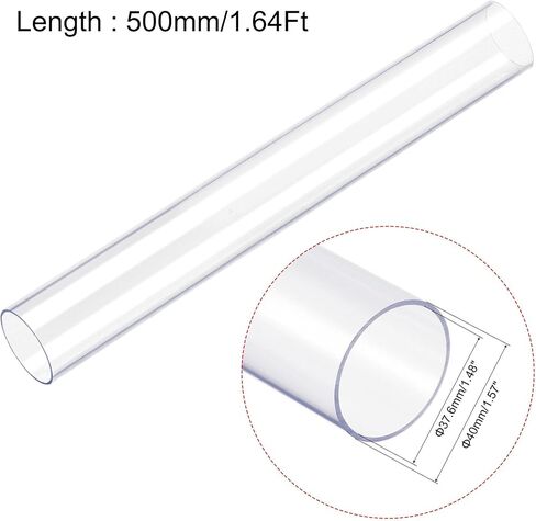 uxcell Rigid Round Clear Tubing 37.6mm(1.48'') ID x 40mm(1.57'') OD x 1.64Ft Length Plastic Tube in Saudi Arabia