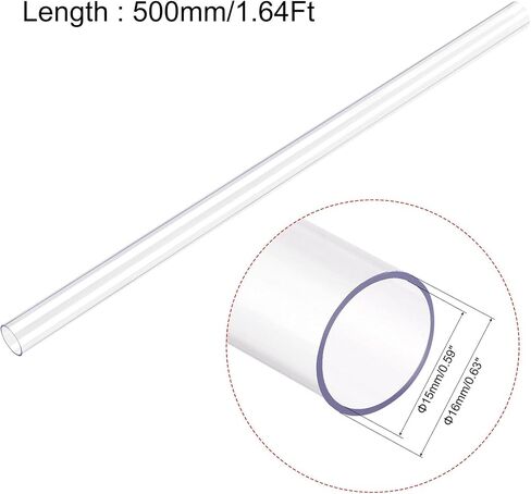 uxcell Rigid Round Clear Tubing 37.6mm(1.48'') ID x 40mm(1.57'') OD x 1.64Ft Length Plastic Tube in Saudi Arabia