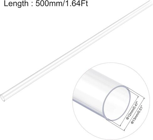 uxcell Rigid Round Clear Tubing 37.6mm(1.48'') ID x 40mm(1.57'') OD x 1.64Ft Length Plastic Tube in Saudi Arabia