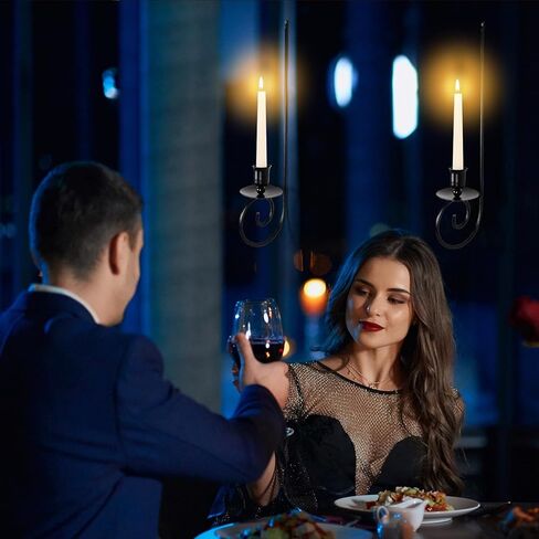 Set of 2 Metal Wall Candle Sconces Holder,Black Candlestick Holder Wall Mounted Hanging Candle Holders for Living Room Farmhouse Fireplace Wedding(Candles are not Included) in Kuwait