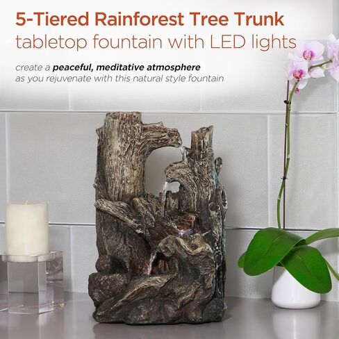 شركة Alpine Corporation بطول 35.56 سم منضدية داخلية وجرتان على نافورة فرع شجرة مع أضواء LED in Kuwait