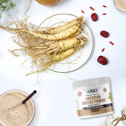 AKI American Ginseng Powder with 4% Ginsenosides | Ideal with Coffee, Beverages Like Smoothies (4 Oz / 113 Gr) in Saudi Arabia