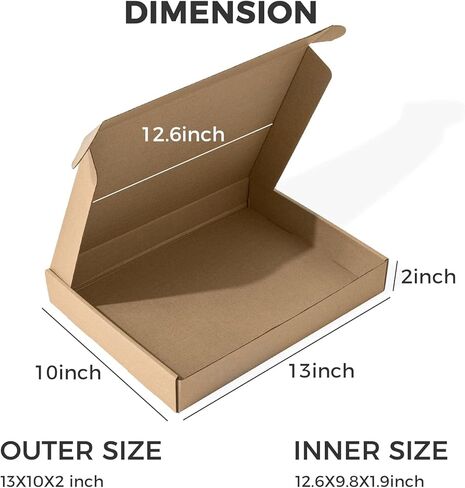 Golden State Art, 13x10x2 Shipping Boxes Set of 20, Brown Medium Corrugated Cardboard Boxes, Mailing Boxes for Packaging Small Business in Kuwait