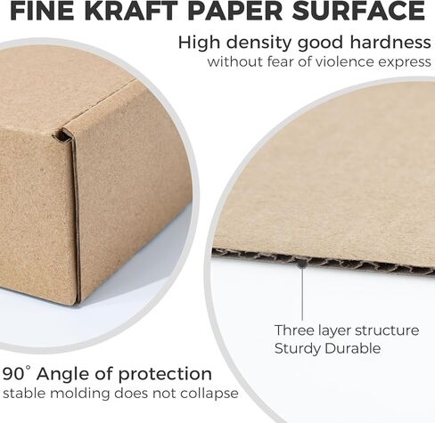 Golden State Art, 13x10x2 Shipping Boxes Set of 20, Brown Medium Corrugated Cardboard Boxes, Mailing Boxes for Packaging Small Business in Kuwait