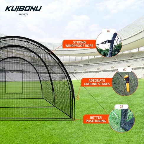 شبكة قفص البيسبول - أقفاص الضرب للفناء الخلفي 22 × 12 × 8 قدم أقفاص البيسبول المحمولة والكرة اللينة، باب قابل للفصل مع فتحة آلة رمي للتدريب على الضرب في الفناء الخلفي in Kuwait