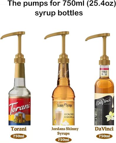 AMILYCOE Syrup Pump 4Pcs Gold Coffee Syrup Pumps for 750ml (25.4 fl.oz) Syrup Bottles in Saudi Arabia