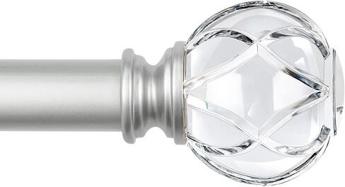 KAMANINA Crystal Netted Texture Replacement Finials for 1 or 7/8 Inch Curtain Rods, Sliver Drapery Rod Ends with M6 Standard Screws, Set of 2 in Kuwait