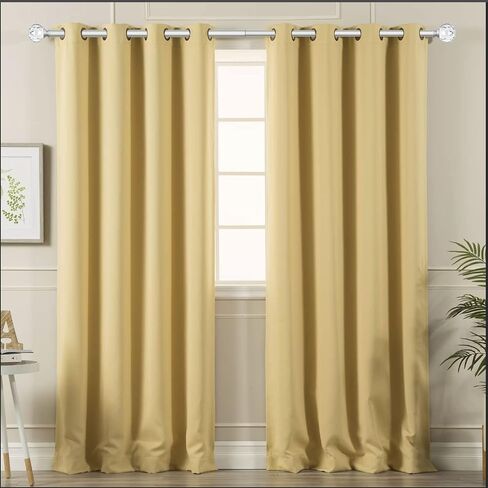 KAMANINA Crystal Netted Texture Replacement Finials for 1 or 7/8 Inch Curtain Rods, Sliver Drapery Rod Ends with M6 Standard Screws, Set of 2 in Kuwait