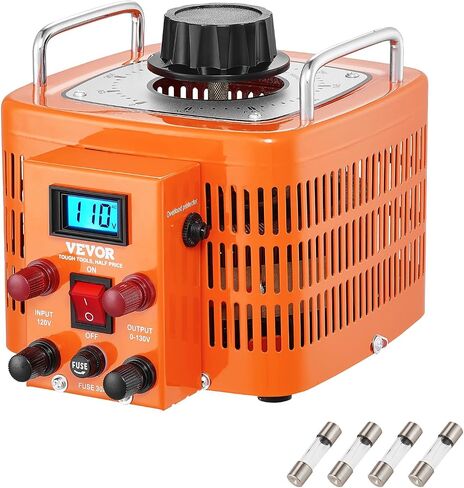 VEVOR 3000VA محول جهد كهربائي متغير تلقائي، 23 أمبير، 110 فولت مدخل 0-130 فولت مخرج تيار متردد، مع شاشة LCD 4 صمامات إضافية للتحكم الحراري للمكتب الصناعي المنزلي in Saudi Arabia