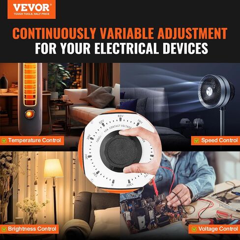 VEVOR 3000VA محول جهد كهربائي متغير تلقائي، 23 أمبير، 110 فولت مدخل 0-130 فولت مخرج تيار متردد، مع شاشة LCD 4 صمامات إضافية للتحكم الحراري للمكتب الصناعي المنزلي in Saudi Arabia