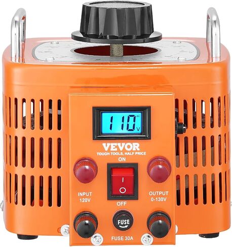 VEVOR 3000VA محول جهد كهربائي متغير تلقائي، 23 أمبير، 110 فولت مدخل 0-130 فولت مخرج تيار متردد، مع شاشة LCD 4 صمامات إضافية للتحكم الحراري للمكتب الصناعي المنزلي in Saudi Arabia