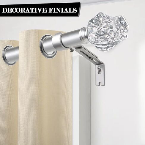 2 Pack Bling Twisted Translucent Finials Embedded with Foils, Decorative Window Treatment Finials for 1 or 7/8 Inch Curtain Rods, Black in Saudi Arabia