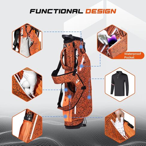 Lightweight Golf Stand Bag, Portable 4-Way Full-Length Dividers with Dual Straps & Stand, Golf Carry Bag with 4 Pockets Ideal for Driving Range, Par 3 & Executive Courses in Saudi Arabia