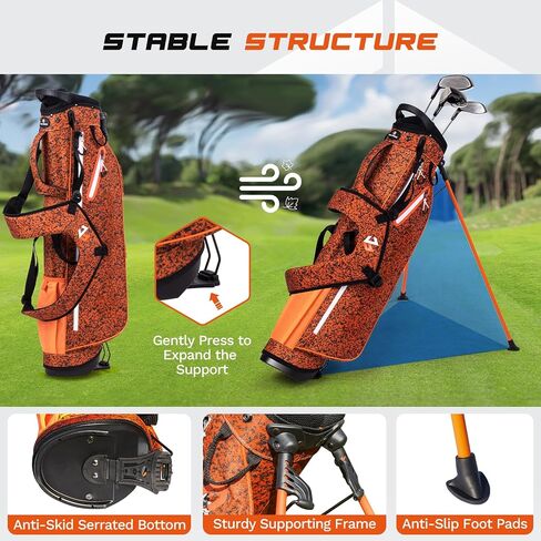 Lightweight Golf Stand Bag, Portable 4-Way Full-Length Dividers with Dual Straps & Stand, Golf Carry Bag with 4 Pockets Ideal for Driving Range, Par 3 & Executive Courses in Saudi Arabia