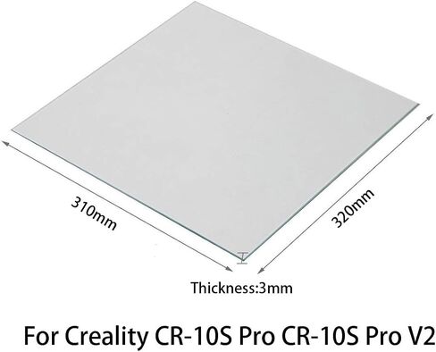 3D Printer Glass Bed Upgraded Borosilicate Glass Build Plate for Creality CR-10 CR-10S Flat Printing Surface Tempered Glass Replacement Upgraded 3D Printer Platform 310x310x3mm with 4 Glass Clips in Saudi Arabia