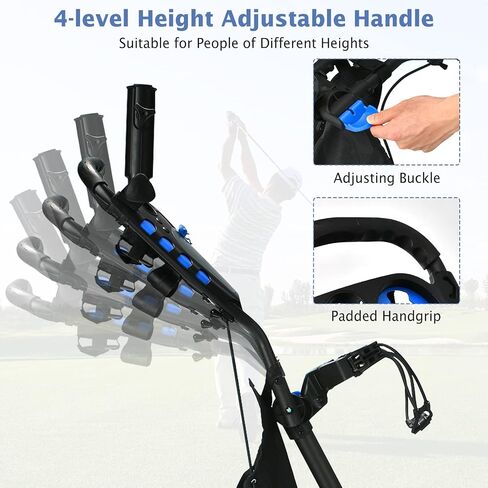 Tangkula Golf Push Pull Cart, Lightweight Aluminum Collapsible 4 Wheels Golf Push Cart, Golf Trolley with Foot Brake, Free Cup Holder & Umbrella Holder, Height-Adjustable Handle in Saudi Arabia