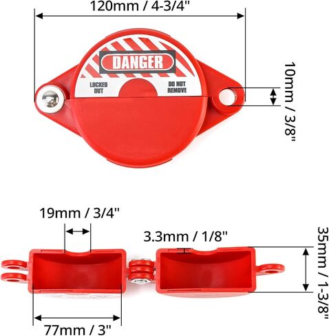QWORK Valve Lockout, Safety Padlock Gate Valve Lock Device for Professional and Industrial Use, Red, 2 Pieces in Kuwait