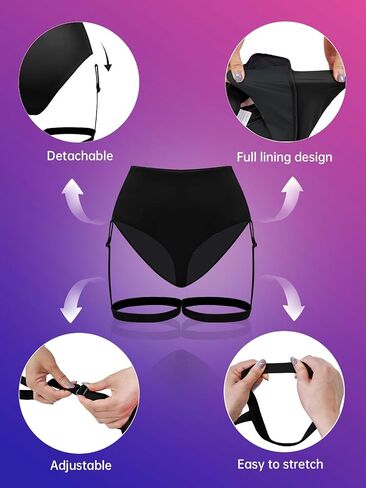 YgneeDom Women's Rave Bottoms : High Waisted Thong Bikini Bottoms with Removable Garter Sexy Hot Pants for Festival in Saudi Arabia