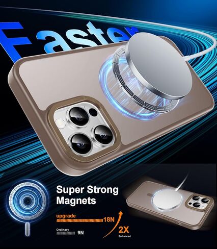 LUHOURI Enhanced Magnetic for iPhone 13 Pro Max Case with Screen Protector - Wireless Charging Compatible, 21ft Military-Grade Drop Tested, Slim Fit Shockproof Translucent Matte Cover - Black in Kuwait