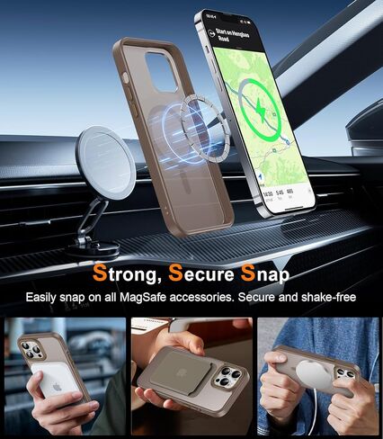 LUHOURI Enhanced Magnetic for iPhone 13 Pro Max Case with Screen Protector - Wireless Charging Compatible, 21ft Military-Grade Drop Tested, Slim Fit Shockproof Translucent Matte Cover - Black in Kuwait