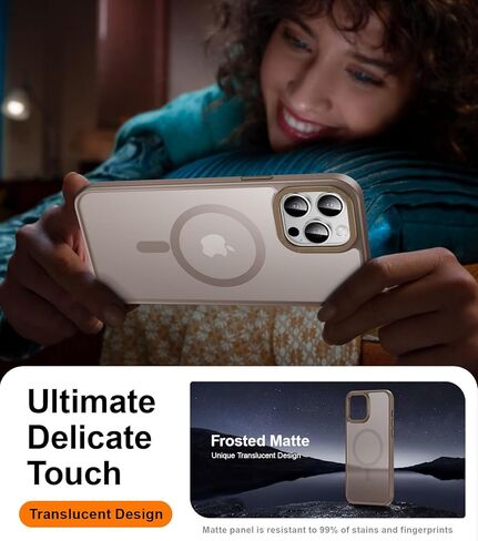 LUHOURI Enhanced Magnetic for iPhone 13 Pro Max Case with Screen Protector - Wireless Charging Compatible, 21ft Military-Grade Drop Tested, Slim Fit Shockproof Translucent Matte Cover - Black in Kuwait