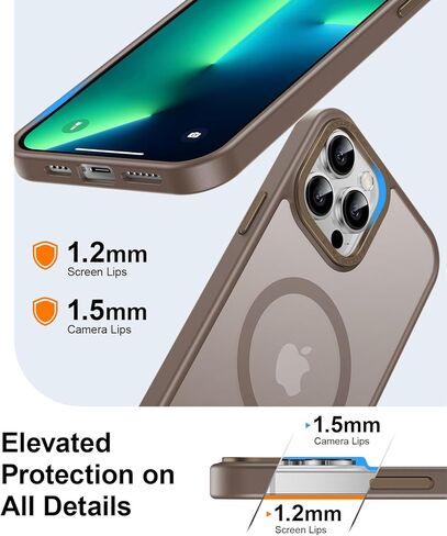 LUHOURI Enhanced Magnetic for iPhone 13 Pro Max Case with Screen Protector - Wireless Charging Compatible, 21ft Military-Grade Drop Tested, Slim Fit Shockproof Translucent Matte Cover - Black in Kuwait