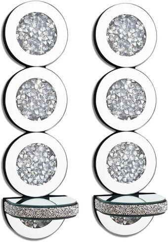 شمعدانات شموع عاكسة من كريستال كراش دايموند، مجموعة حامل شموع فضية اللون مكونة من قطعتين، ديكورات جدارية لغرفة المعيشة، غرفة الطعام (دائرية) in Kuwait